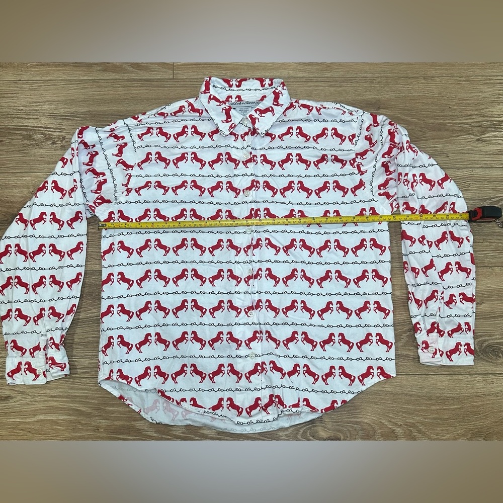 Vintage 90s Adobe Rose Western‎ Aztec Flip Cuff Button Down Shirt Womens Large
